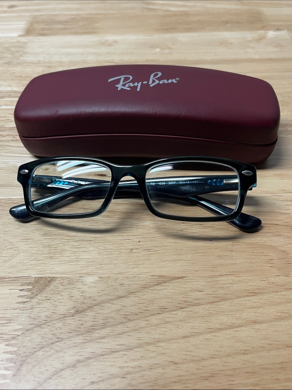 Ray-Ban Junior Eyeglasses Frame RB 1530 Navy Teal with Red Hard Case